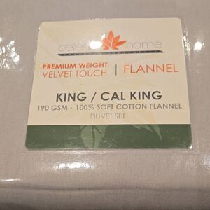Celeste Home Gray Velvet Touch Duvet Cover 100%Cotton Flannel